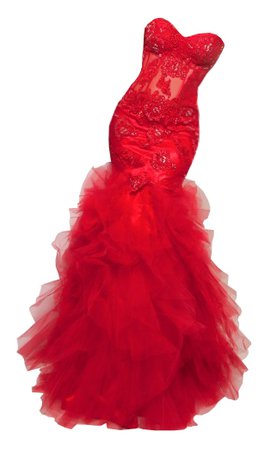 Dress long red lace mermaid