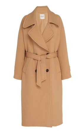 Double-Breasted Belted Gabardine Trench Coat