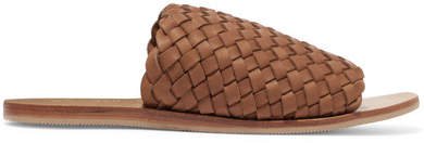 ST. AGNI - Corfu Woven Leather Slides - Brown