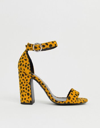 New Look block heeled sandal in cheetah print | ASOS