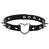 FIBO STEEL Womens Mens Leather Necklace Choker Necklace Heart Punk Goth Emo Style Adjustable 4 Pcs | Amazon.com