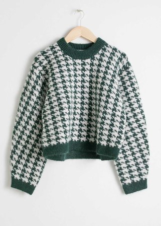 Houndstooth Sweater - Green Houndstooth - Patterned sweaters - & Other Stories SE