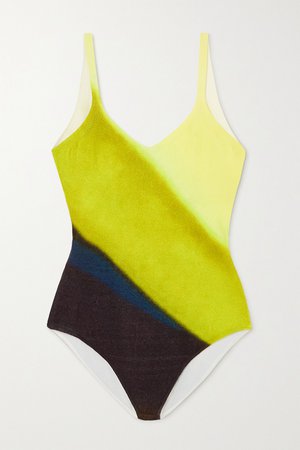 Yellow Open-back striped knitted bodysuit | Dries Van Noten | NET-A-PORTER