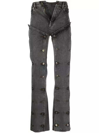 Y/Project Evergreen Snap Off mid-rise straight-leg Jeans - Farfetch