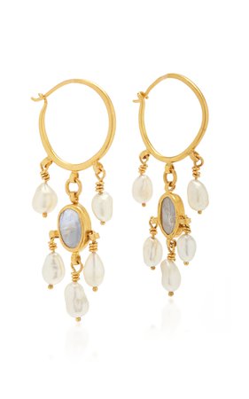Prounis Keshi Pearls and Star Sapphire Hoop-and-hook earring