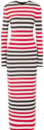 Striped Stretch-jersey Maxi Dress - Red