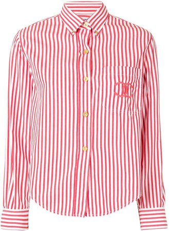 Chanel Pre Owned CC embroidery striped shirt