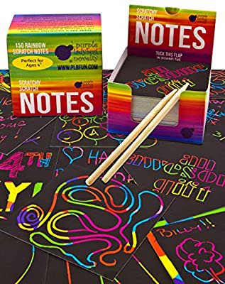 Amazon.com: Purple Ladybug Rainbow Scratch Off Mini Art Notes 2 Wooden Stylus Set: 150 Sheets of Rainbow Scratch Paper for Kids Arts and Crafts, Airplane or Car Travel Toys - Fun Gift for Girls, Women or Anyone: Office Products
