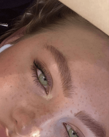 sage green eyes with brows