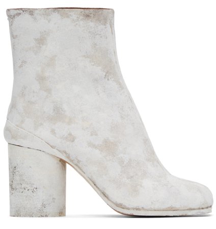 Maison Margiela Brown&White Painted Tabi Boots