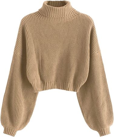 Amazon.com: ZAFUL Damen Pullover Sweater Drop Shoulder Einfarbig Strick Cropped Sweater Pullover Solid Langarm Cropped Tops : Kleidung, Schuhe & Schmuck