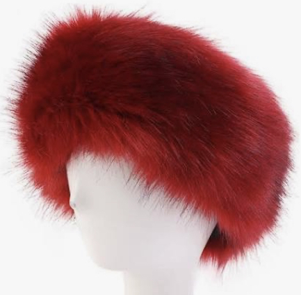 red fur beanie headband