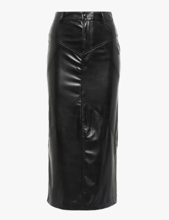 black patent midi skirt