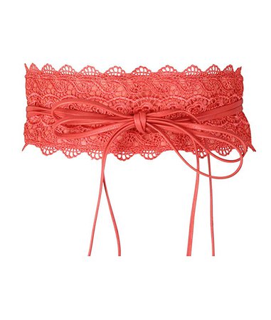 15295-COR-OS: KRISP Crochet Waist Belt, Coral, One Size at Amazon Women’s Clothing store: