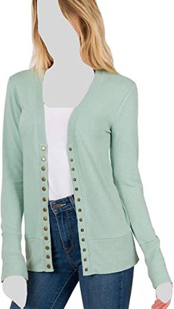 Cardigans for Women Long Sleeve Cardigan Knit Snap Button Sweater Regular & Plus at Amazon Women’s Clothing store