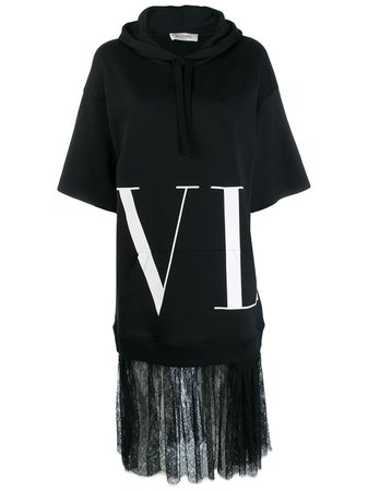 Valentino VLTN lace-trimmed sweatshirt dress $2,350 - Buy Online AW19 - Quick Shipping, Price