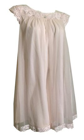 Chiffon and Lace Rose Trimmed Shortie Trapeze Cut Nightgown circa 1960 – Dorothea's Closet Vintage