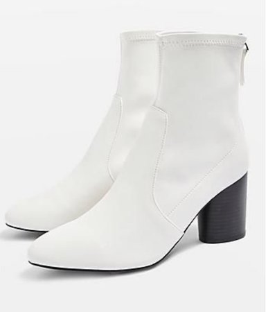 White Boots With Black Block Heels TopShop Bella Ankle Boots