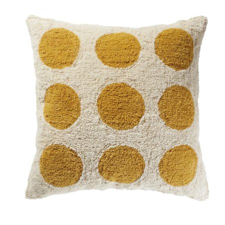 Cojín afelpado de algodón de color crudo y amarillo mostaza 60 x 60 ZAGORA | Maisons du Monde