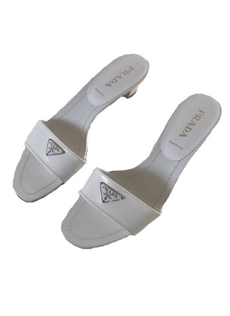 Y2k Prada mules heels shoes white