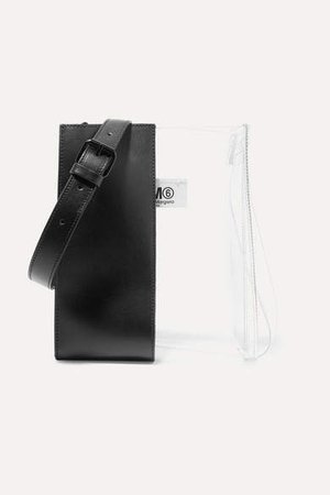 Leather And Pu Shoulder Bag - Black