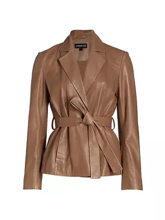 Shop LAMARQUE Arseni Belted Leather Jacket | Saks Fifth Avenue
