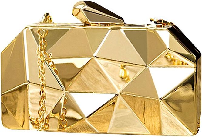 Reberomantic Women Lattice Pattern Metal Handbag Chain Geometric Evening Clutch Purse, Gold: Handbags: Amazon.com