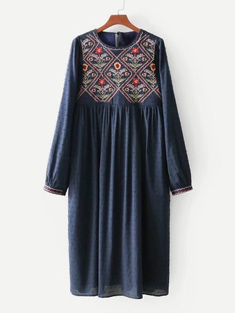 Embroidery Spot Jacquard Dress