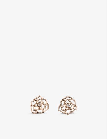 PIAGET - Rose 18ct rose-gold and 0.01ct brilliant-cut diamond stud earrings | Selfridges.com
