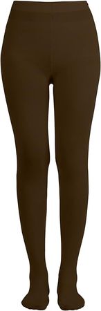 EMEM Apparel Women's Ladies Solid Colored Opaque Dance Ballet Costume Microfiber Footed Tights Stockings Fashion Brown A at Amazon Women’s Clothing store