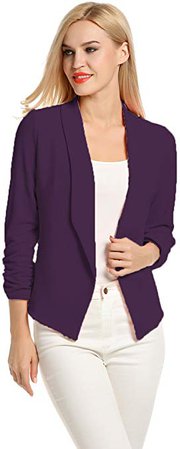 POGTMM Women 3/4 Sleeve Blazer Open Front Cardigan Jacket Work Office Blazer at Amazon Women’s Clothing store