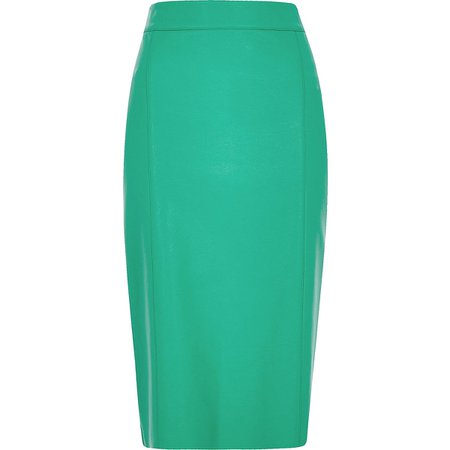 Bright green faux leather pencil skirt - Midi Skirts - Skirts - women