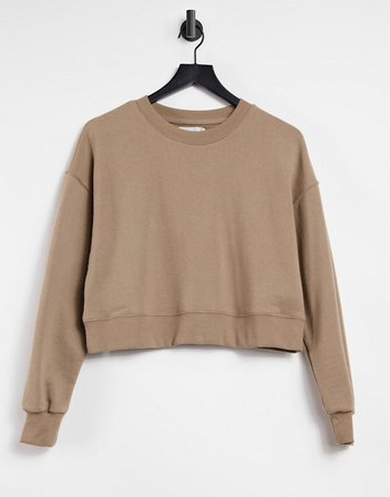 Pull&Bear sweatshirt with seam detail in brown | ASOS