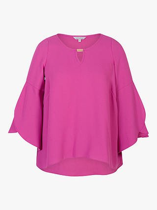 Chesca Cuff Detail Crepe Top, Pink Magenta at John Lewis & Partners
