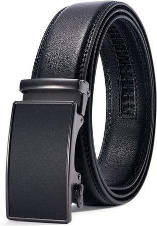 PlusZis 28"-68" Men's Leather Ratchet Dress Belt Big And Tall With Automatic Buckle at Amazon Men’s Clothing store