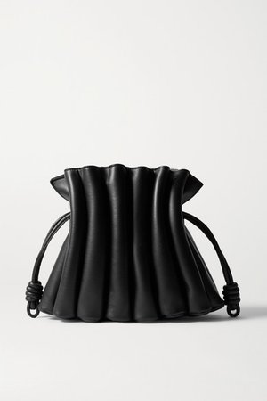 Flamenco Ondas Pleated Leather Clutch - Black