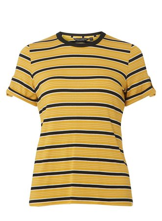 Yellow Striped Button Shoulder T-Shirt