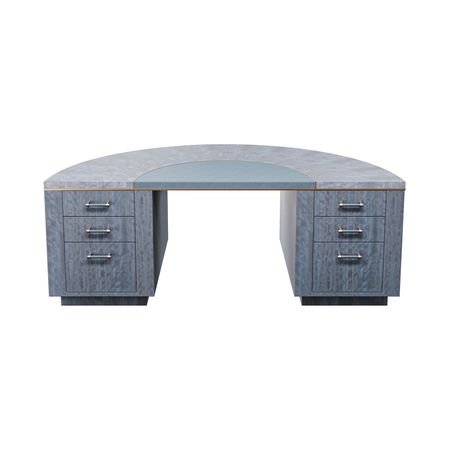 Davidson's Art Deco Style "Lunar" Writing Desk, in a Figured Blue Anegre Timber For Sale at 1stDibs