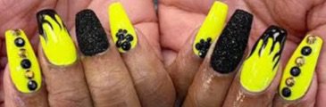 black and yellow neon nails