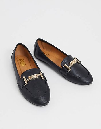 RAID Nidhi loafer with gold snaffle in black | ASOS