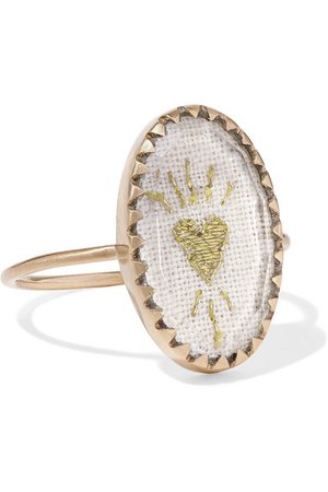 Pascale Monvoisin | Blossom N°3 9-karat gold, cotton and glass ring | NET-A-PORTER.COM
