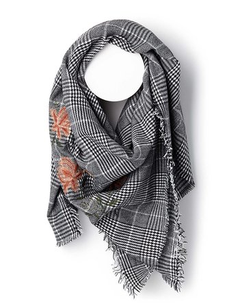 Floral Prince of Wales scarf | Simons | Women's Winter Scarves and Shawls online | Simons