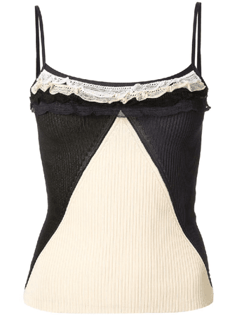 Chanel Patchwork Knitted Camisole In Navy, Ivory | ModeSens