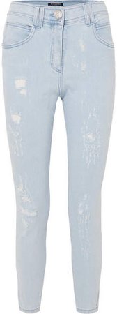 Distressed Mid-rise Skinny Jeans - Blue