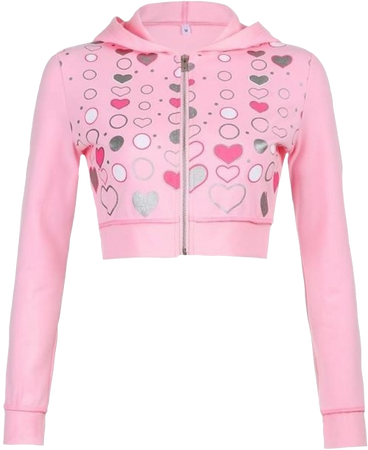 pink cropped jacket with hearts