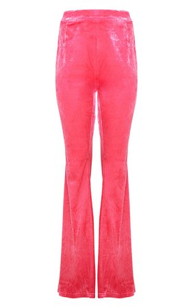 Hot Pink Velvet Tailored Extreme Flared Trouser | PrettyLittleThing USA