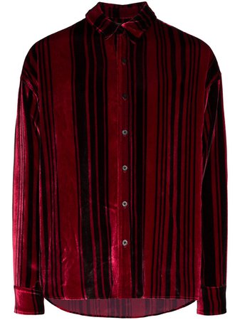 Nahmias Striped Velvet Shirt VELVETSHIRT Red | Farfetch
