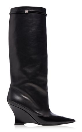 Raven Leather Knee Boots By Givenchy | Moda Operandi