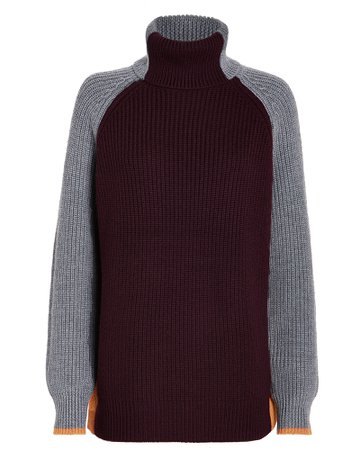 Colorbocked Oversized Turtleneck Sweater