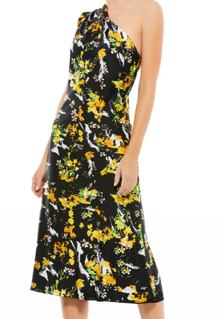 Ieena for Mac Duggal Floral-Print One-Shoulder Cocktail Dress